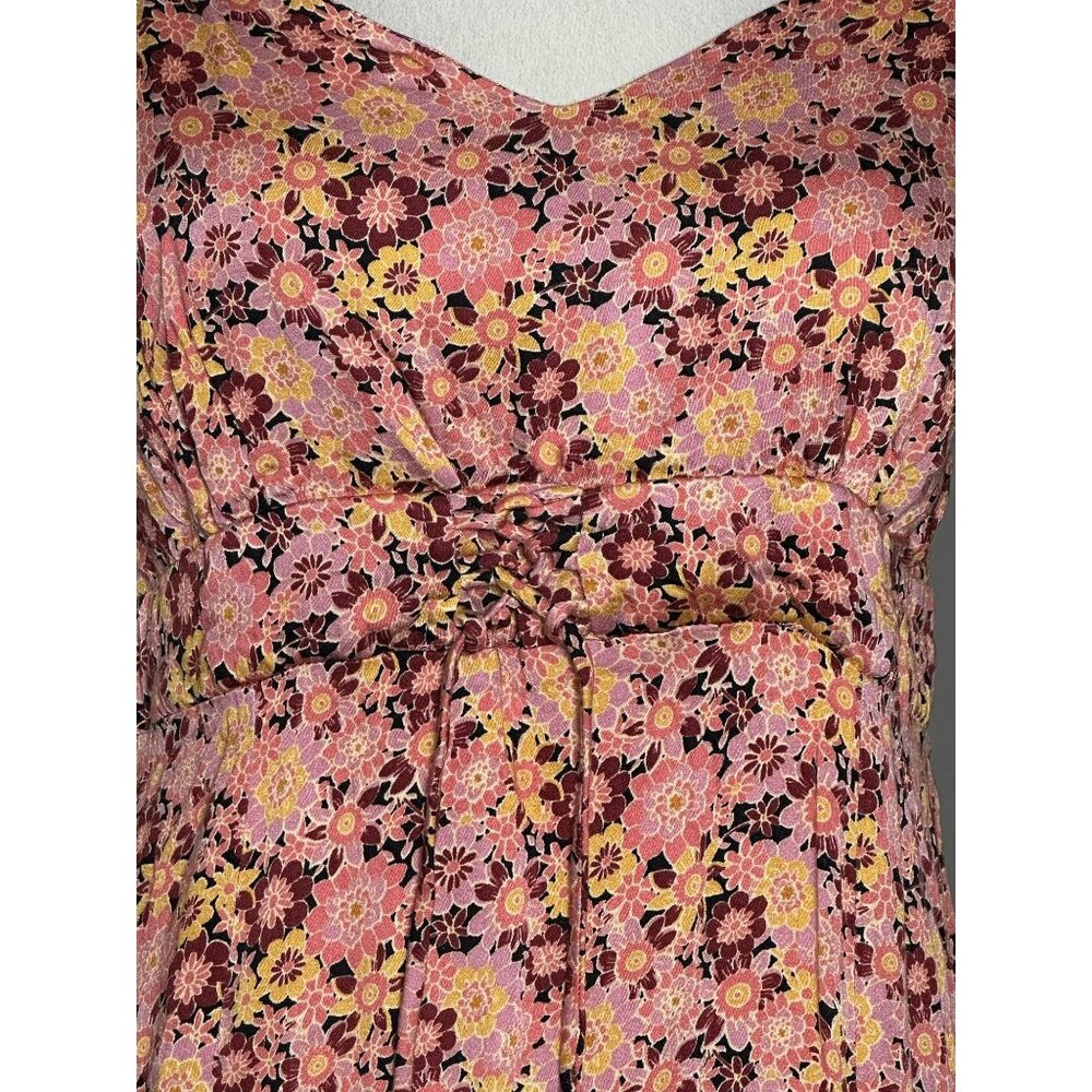 Rewind XL Floral Maxi Dress Pink Orange Boho Slit Summer - Picture 6 of 9